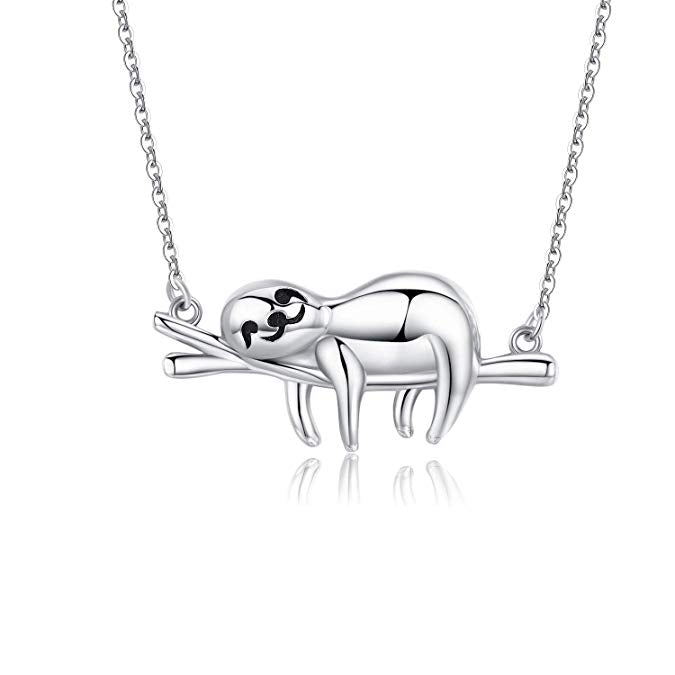 925 Sterling Silver Lazy Sloth Fashion Necklace. - onlyone