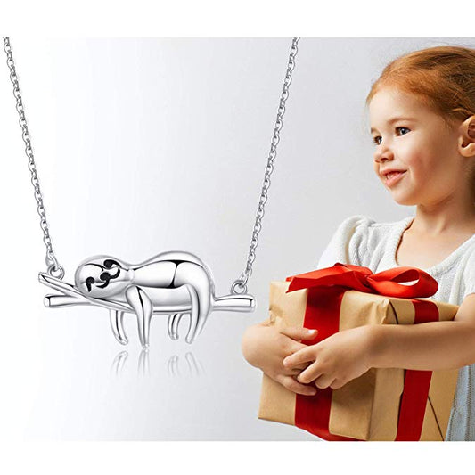 925 Sterling Silver Lazy Sloth Fashion Necklace. - onlyone