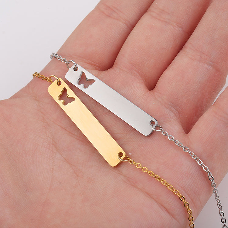 925 Sterling Silver Butterfly Bar Necklace - onlyone