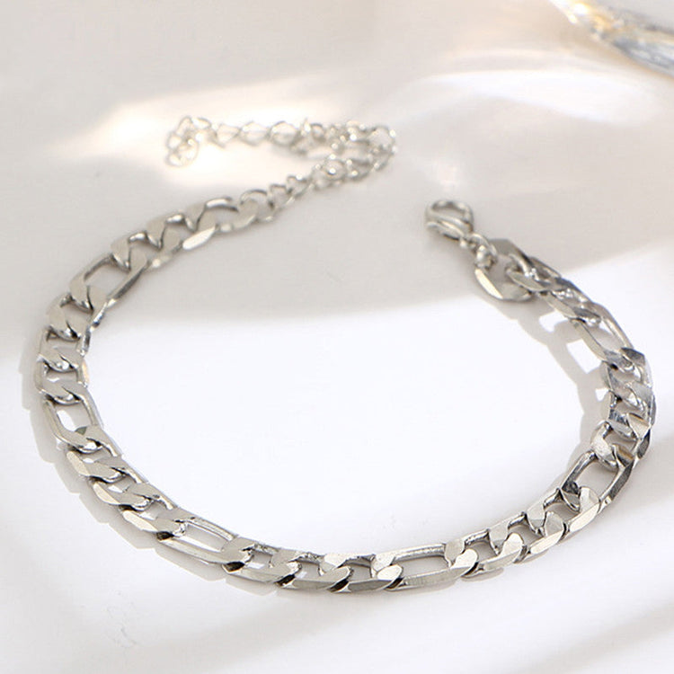 925 Sterling Silver Adjustable Figaro Chain Anklet