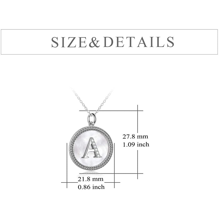 925 Sterling Silver Mother Of Pearl Initial Necklace