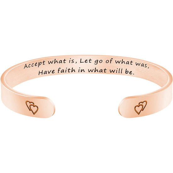 925 Sterling Silver Inspirational Bracelet Mantra Quote Engraved Cuff Bangle Hidden Message Engraved - onlyone