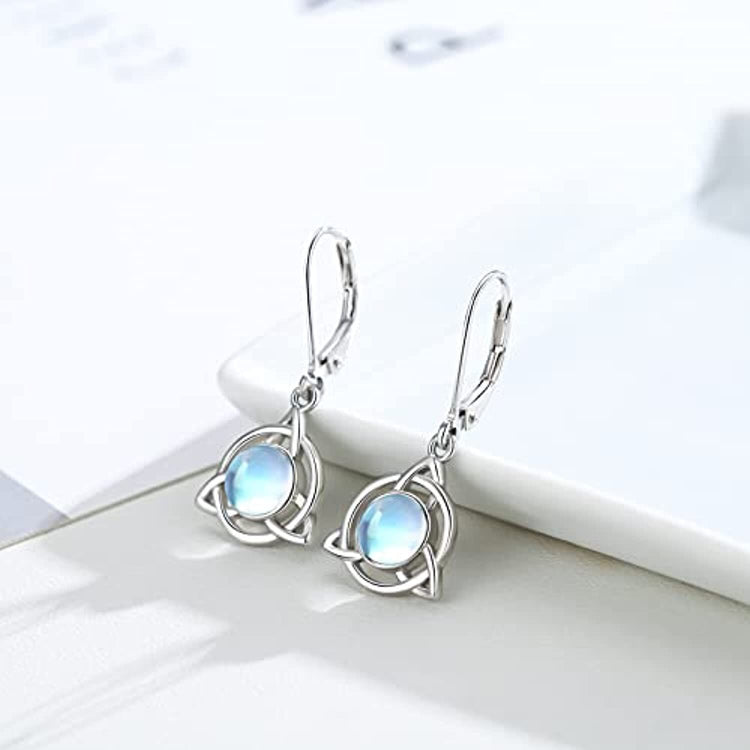 Moonstone Celtic Knot Leverback Earring