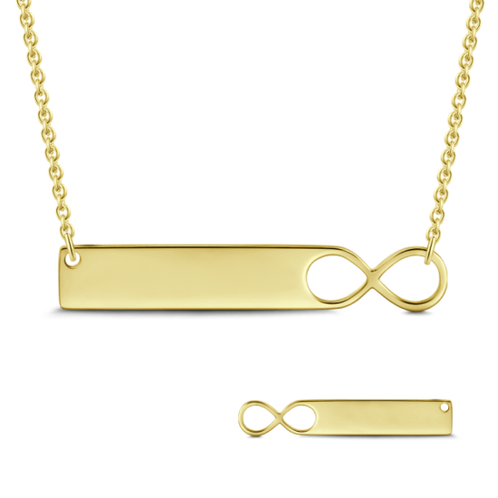 925 Sterling Silver Engraved Infinity Bar Name Necklace Nameplate Necklace - onlyone