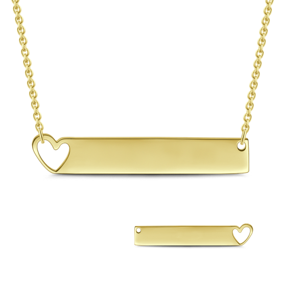 925 Sterling Silver Special Date Roman Numerals Engraved Bar Necklace With Hollow Heart - onlyone