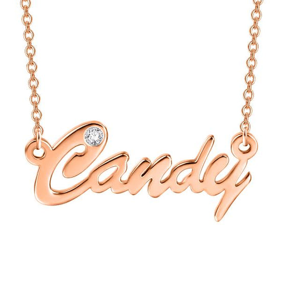 0.02ct Natural 10K/14K Gold Personalized Diamond Inlay Name Necklace Adjustable 16" - 20" White Gold/Yellow Gold/Rose Gold - onlyone
