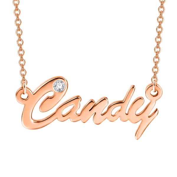 0.02ct Natural 10K/14K Gold Personalized Diamond Inlay Name Necklace Adjustable 16" - 20" White Gold/Yellow Gold/Rose Gold - onlyone