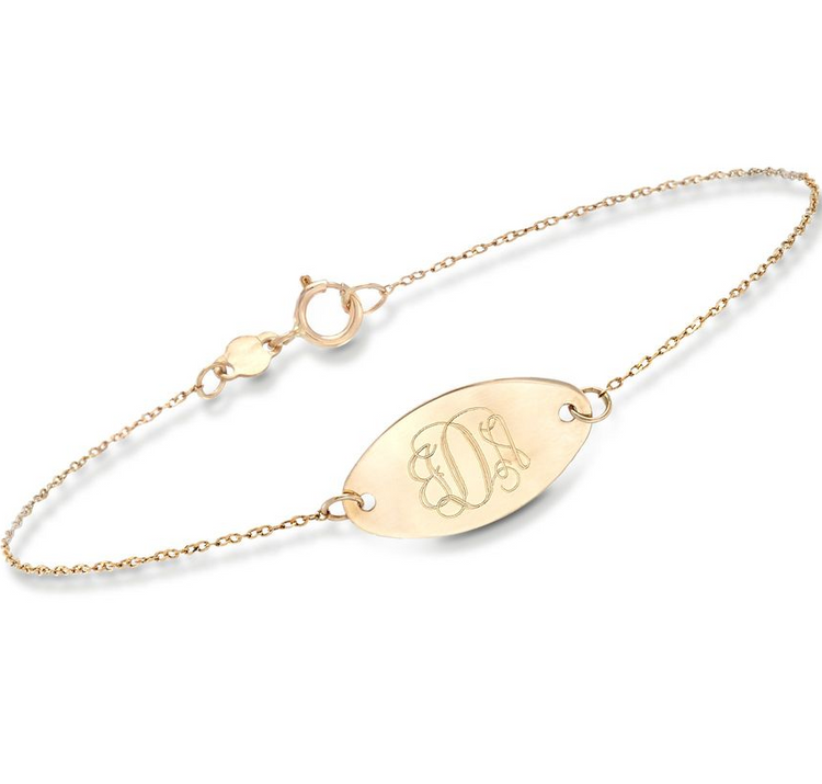 925 Sterling Silver Personalized Oval Disc Bracelet Length 6”-7.5” - onlyone