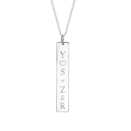 14K Gold Personalized Vertical Nameplate Necklace Adjustable 16" - 20" - onlyone
