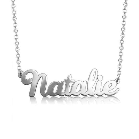 925 Sterling Silver Custom Natalie Name Necklace Nameplate Necklace