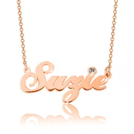 14K Gold Personalized Swarovski Name Necklace  Adjustable 16" - 20" - onlyone