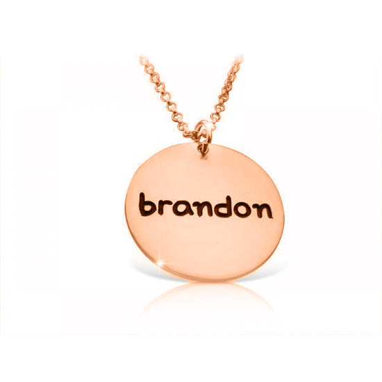 925 Sterling Silver Coin Engraved Name Necklace Nameplate Necklace - onlyone