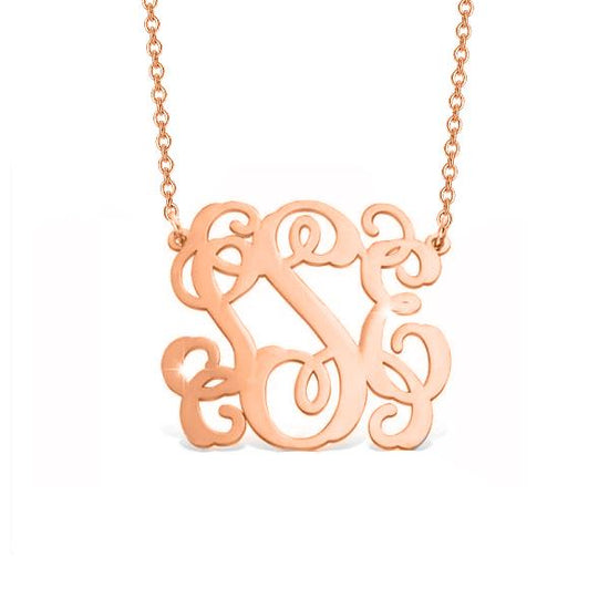 14K Gold Personalized Monogram Necklace Adjustable 16" - 20" - onlyone