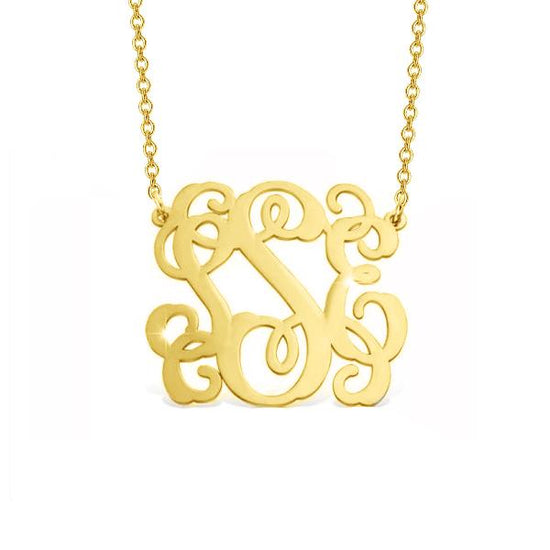 14K Gold Personalized Monogram Necklace Adjustable 16" - 20" - onlyone
