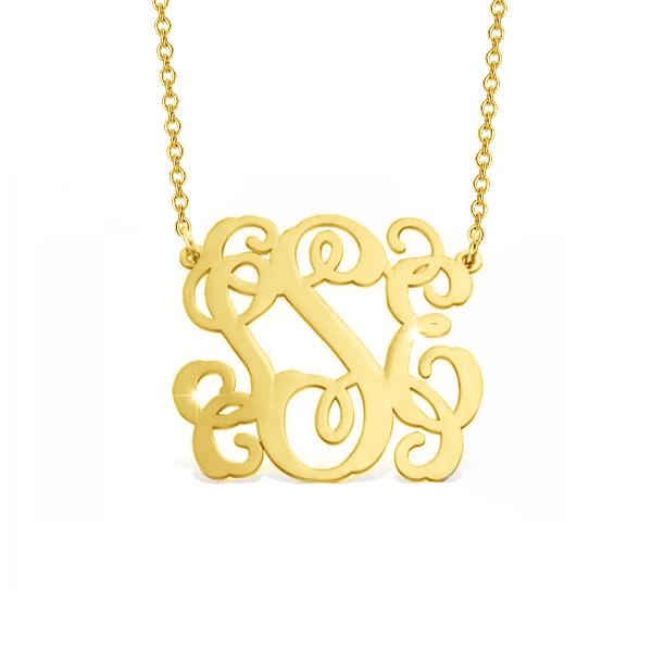 14K Gold Personalized Monogram Necklace Adjustable 16" - 20" - onlyone
