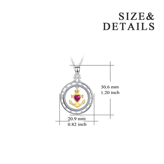 925 sterling silver compass anchor fashion necklace - onlyone