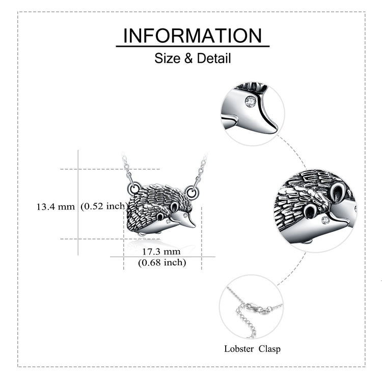925 Sterling Silver Hedgehog Necklace