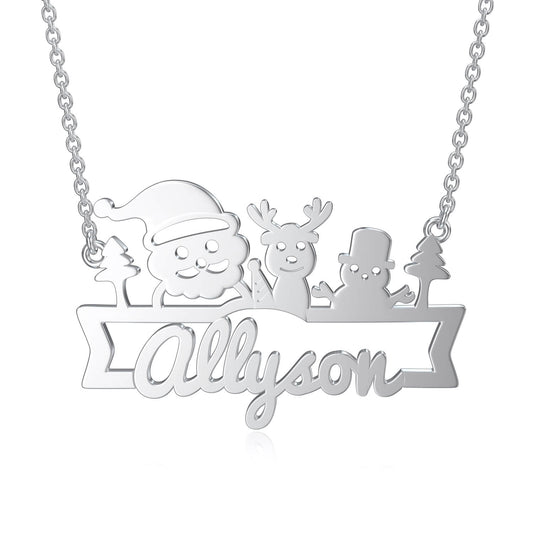 925 Sterling Silver Christmas Name Necklace
