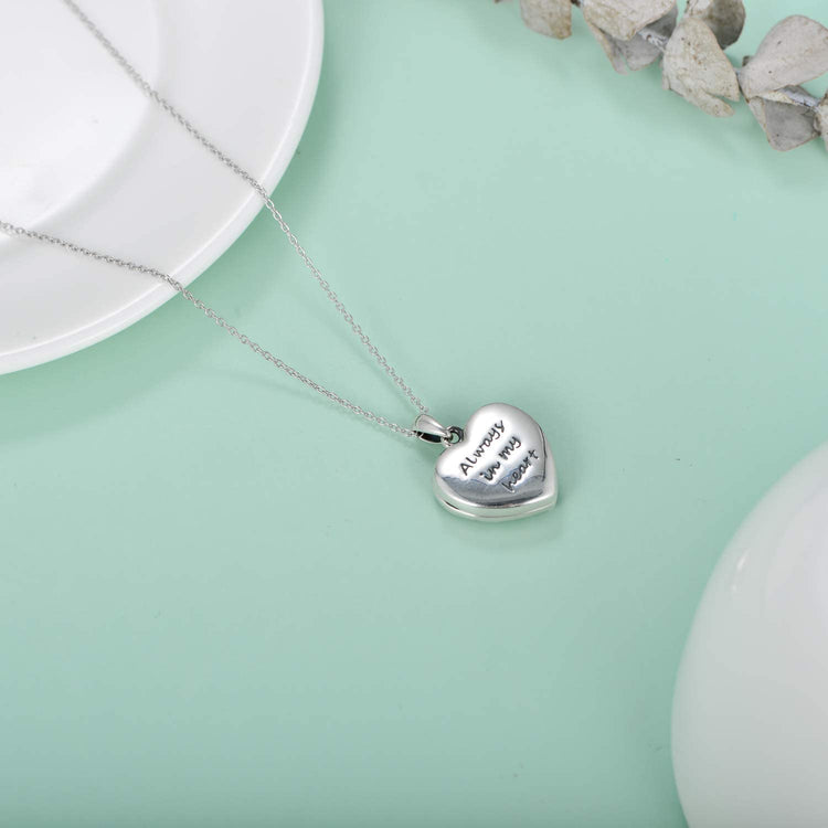 925 Sterling Silver Cameo Rose Flower Heart Photo Locket Necklace