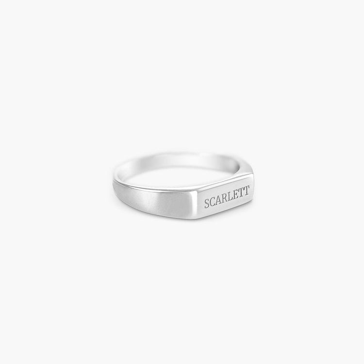 Bague avec nom gravé personnalisé en argent sterling 925