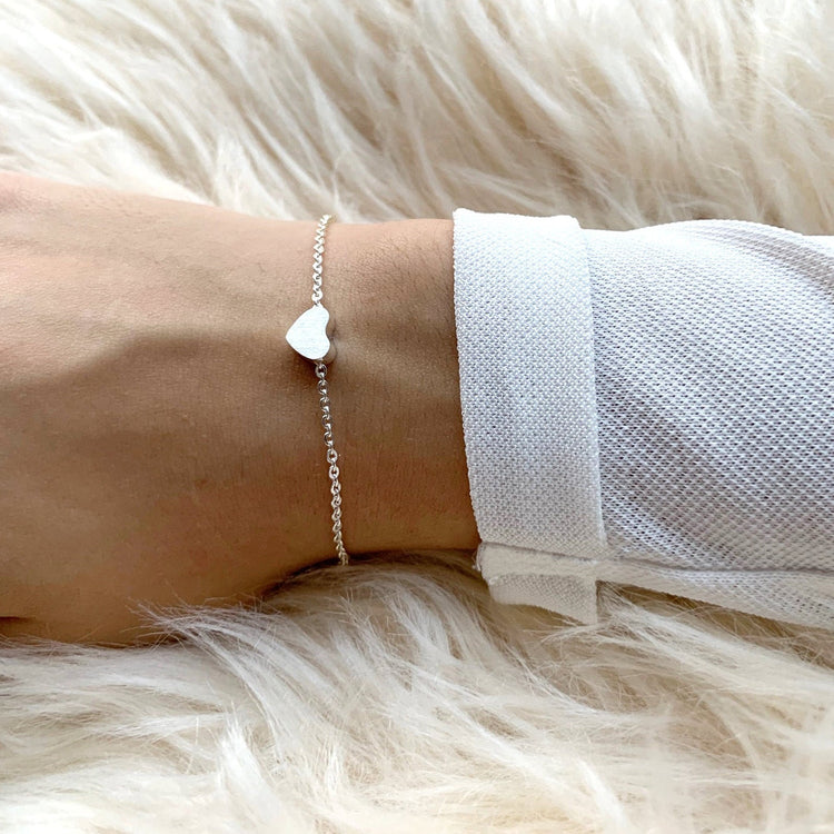 925 Sterling Silver  Double Layer Heart Anklet Bracelet Set