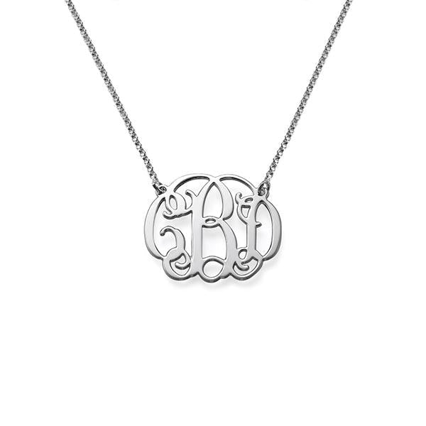 925 Sterling Silver Initial Monogram Necklace - onlyone