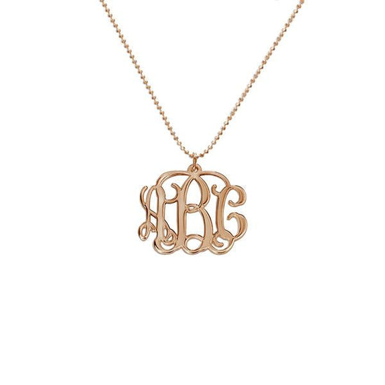 925 Sterling Silver Initial Monogram Necklace - onlyone