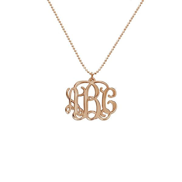 925 Sterling Silver Initial Monogram Necklace - onlyone