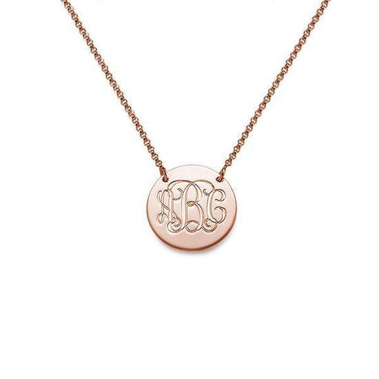925 Sterling Silver Engraved Coin Initial Necklace - onlyone