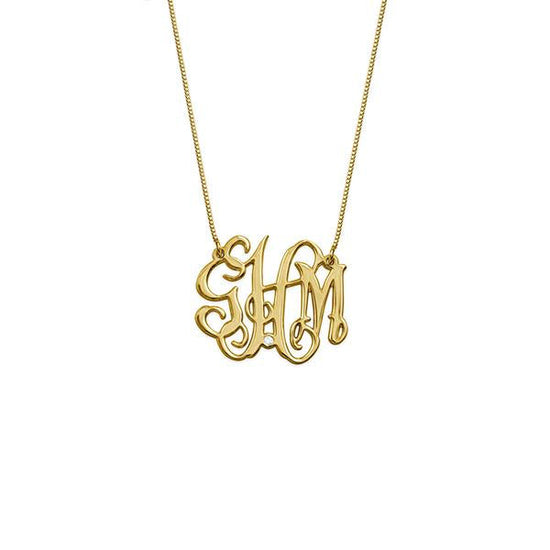 925 Sterling Silver Initial Monogram Necklace - onlyone