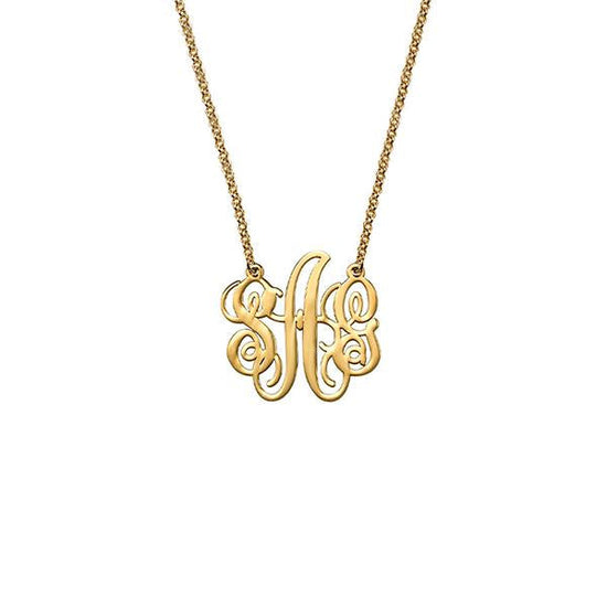 925 Sterling Silver Initial Monogram Necklace - onlyone