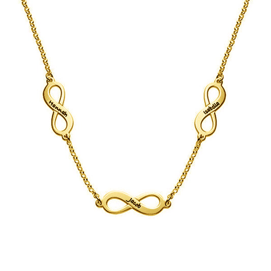 925 Sterling Silver Engraved Infinity 3 Names Necklace Nameplate Necklace - onlyone