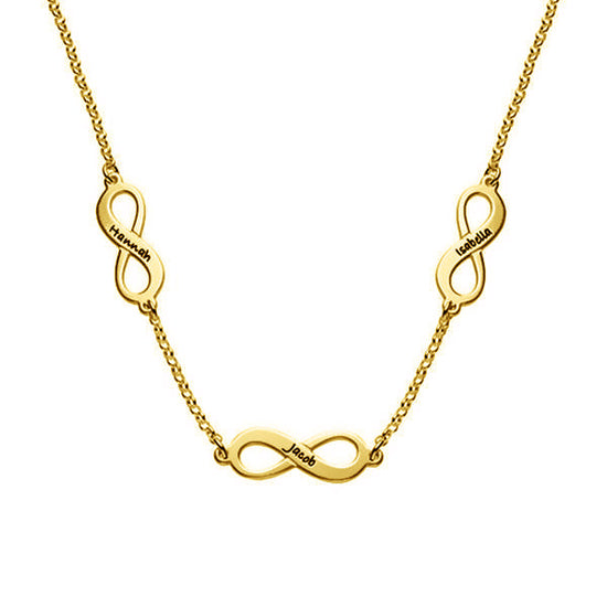 925 Sterling Silver Engraved Infinity 3 Names Necklace Nameplate Necklace - onlyone