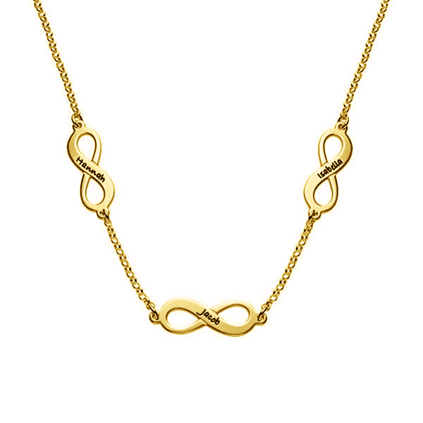 925 Sterling Silver Engraved Infinity 3 Names Necklace Nameplate Necklace - onlyone