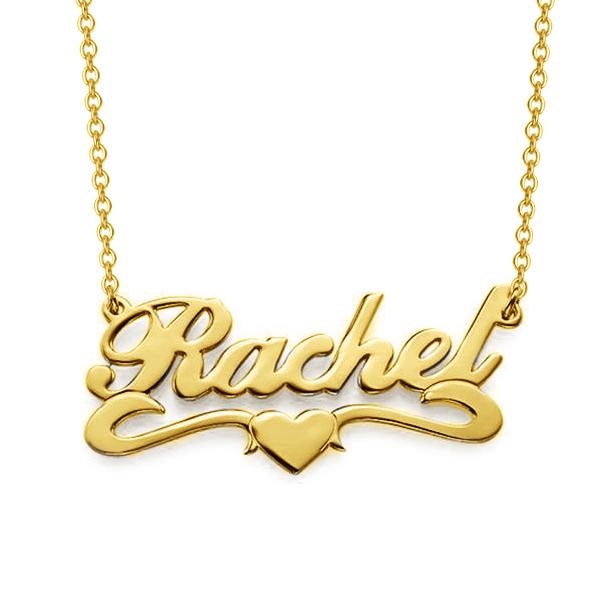 10K/14K Gold Personalized Middle Heart Name Necklace Adjustable 16" - 20" - onlyone