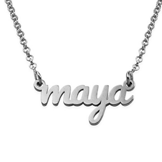 925 Sterling Silver "Maya" Style Custom Name Necklace Nameplate Necklace - onlyone