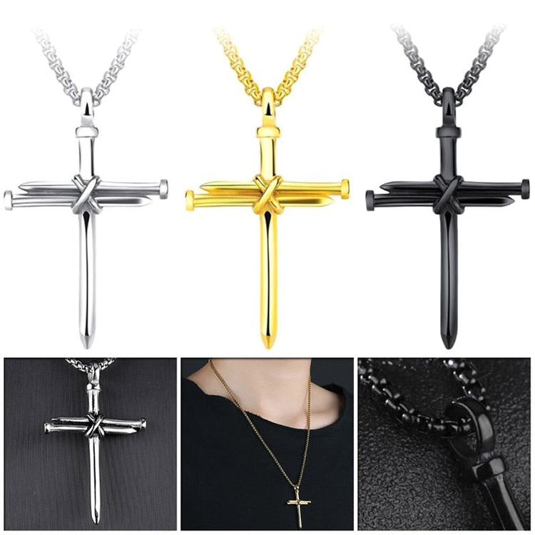925 Sterling Silver Cross Jewelry Nail Rope Cross Pendant Necklace - onlyone