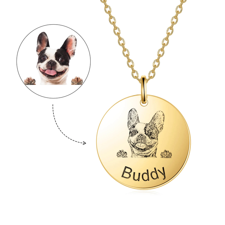 925 Sterling Silver Pet Lithograph Pet Portrait Engraved Necklace Personalized Necklace Gift For Pet Lovers - onlyone