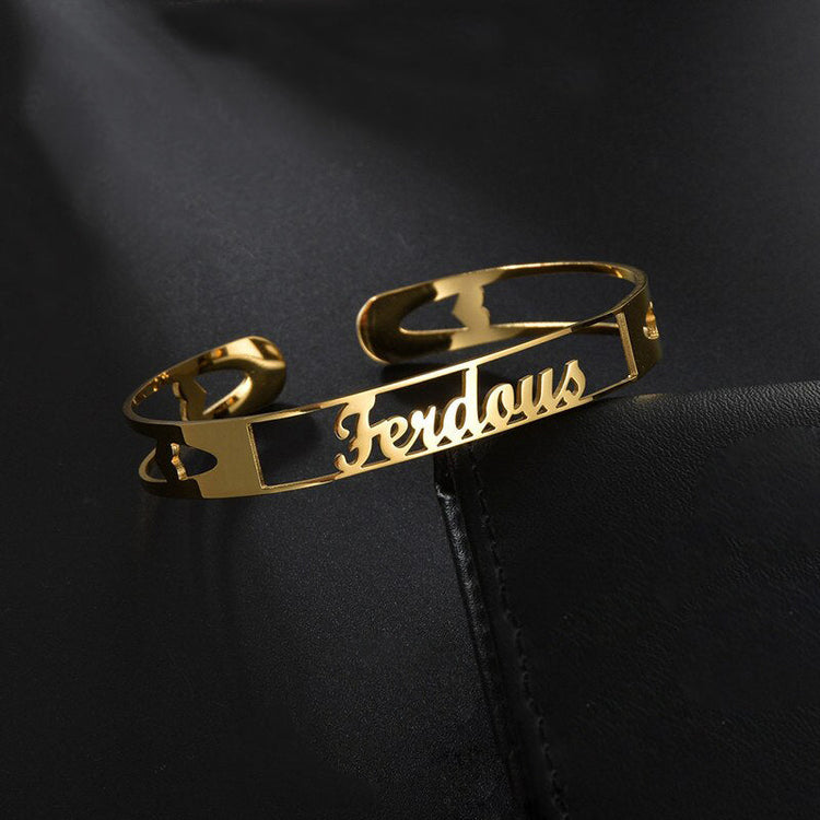 925 Sterling Silver Personalized Hollow-Out Name Cuff