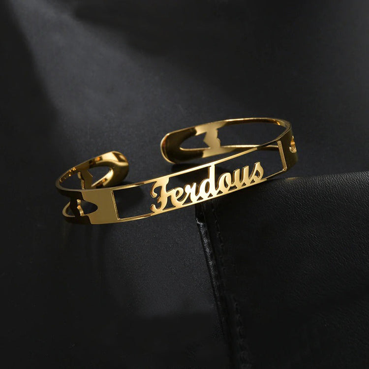 925 Sterling Silver Personalized Hollow-Out Name Cuff