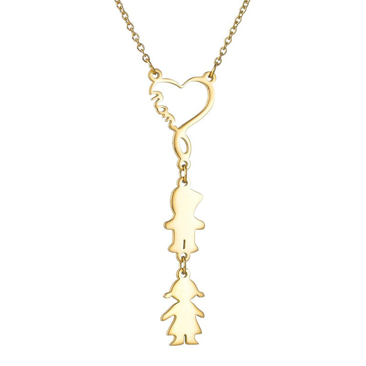925 Sterling Silver Engravable Mom And Children Pendant Necklace