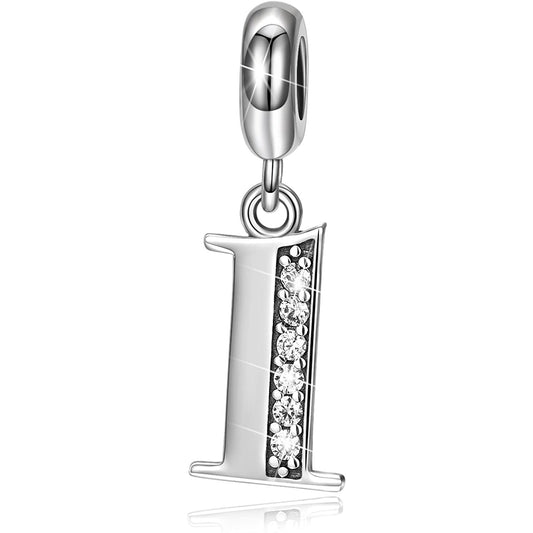 925 Sterling Silver Lucky Number 1-9 Charms Fit for Bracelet and Necklace