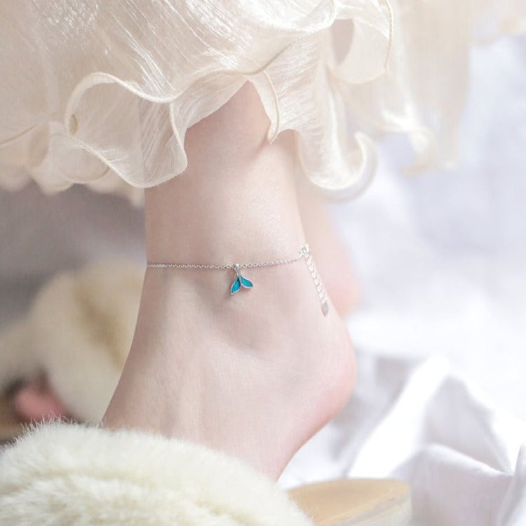 925 Sterling Silver Fishtail Anklet - onlyone