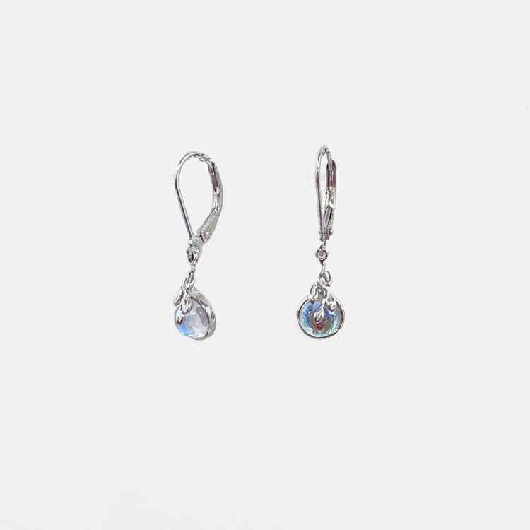 Moonstone Tree of Life Dangle Drop Leverback Earrings