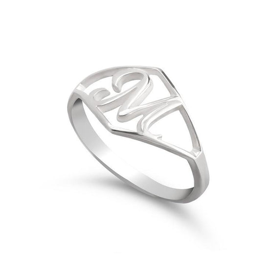 925 Sterling Silver Personalized Script Initial Ring - onlyone