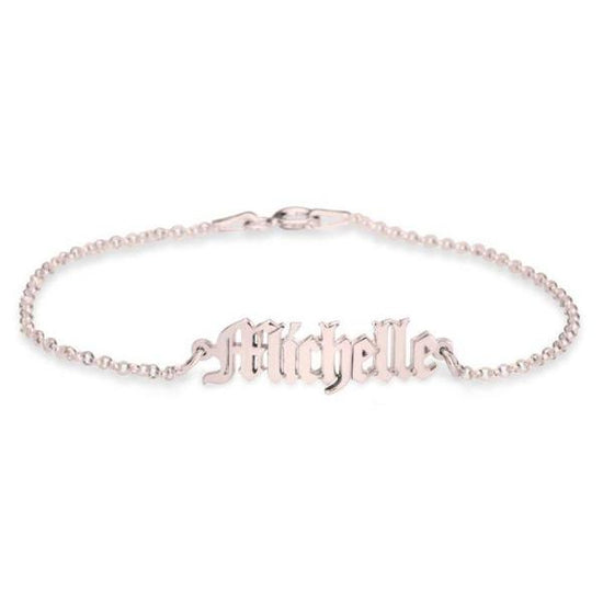 925 Sterling Silver Personalized Old English Name Bracelets 6â€?7.5â€?Nameplate Bracelet - onlyone