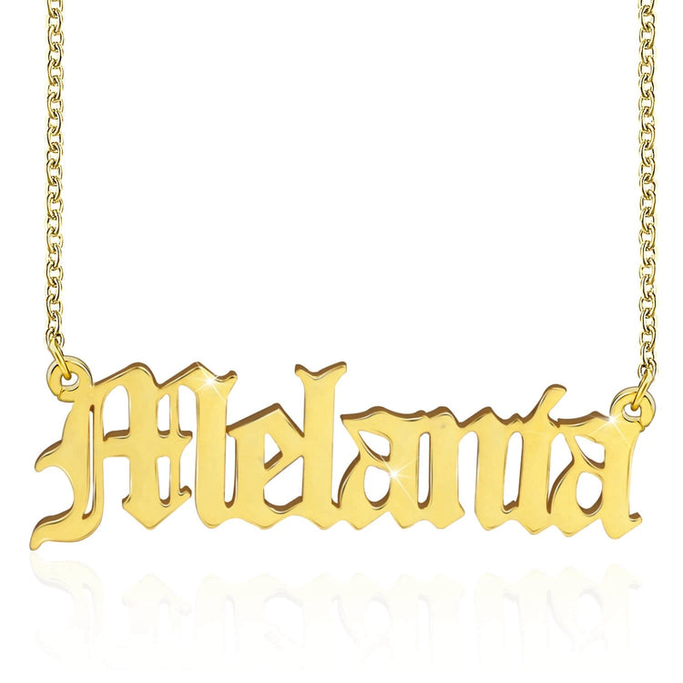 925 Sterling Silver Old English Name Necklace Nameplate Necklace