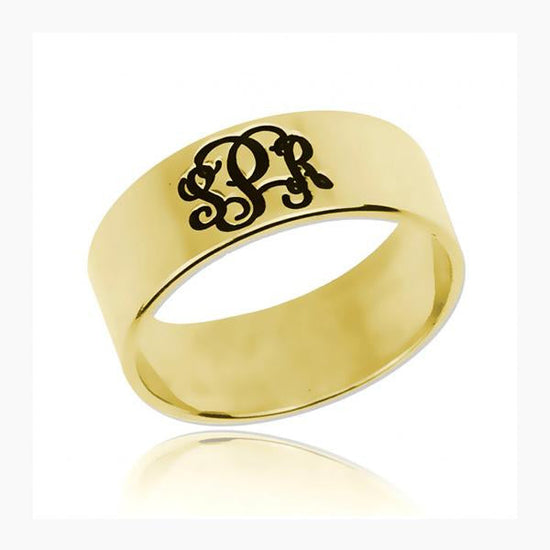 925 Sterling Silver Personalized Three Initials Monogram Ring - onlyone