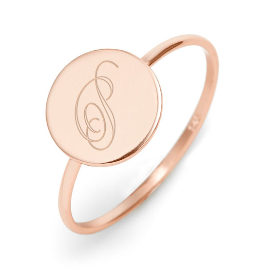 10K/14K Gold Personalized Engravable Initial Round Ring - onlyone