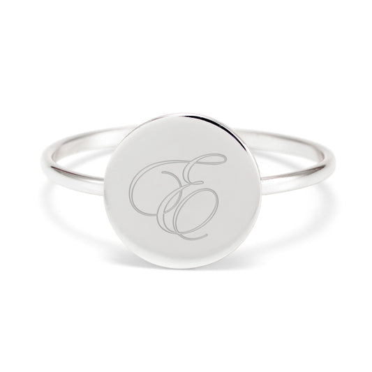 10K/14K Gold Personalized Engravable Initial Round Ring - onlyone